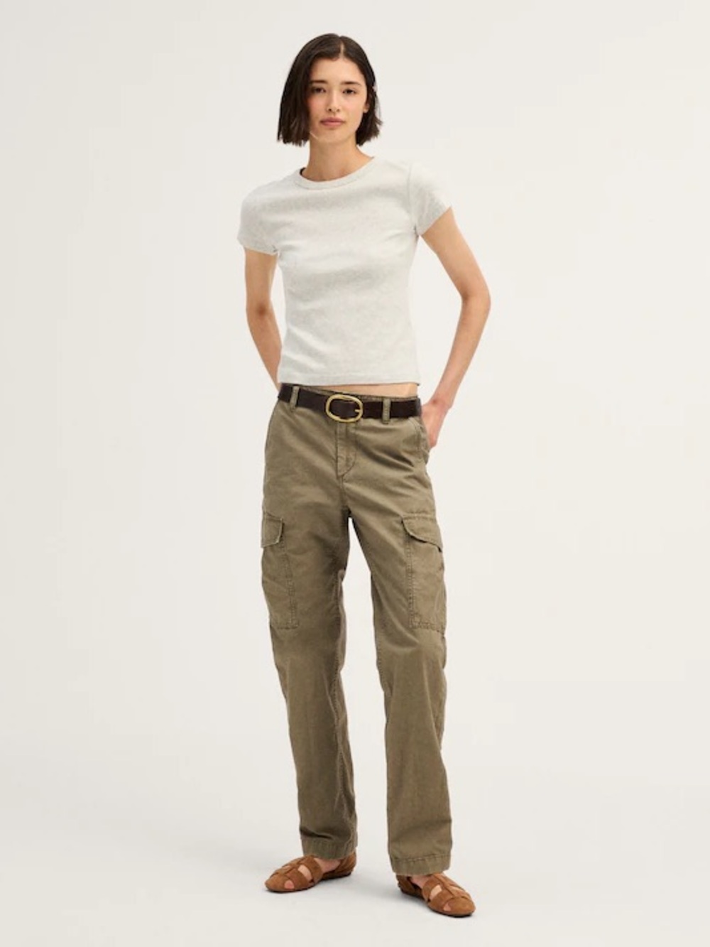 Madewell Olive Straight-Leg Cargo Jeans